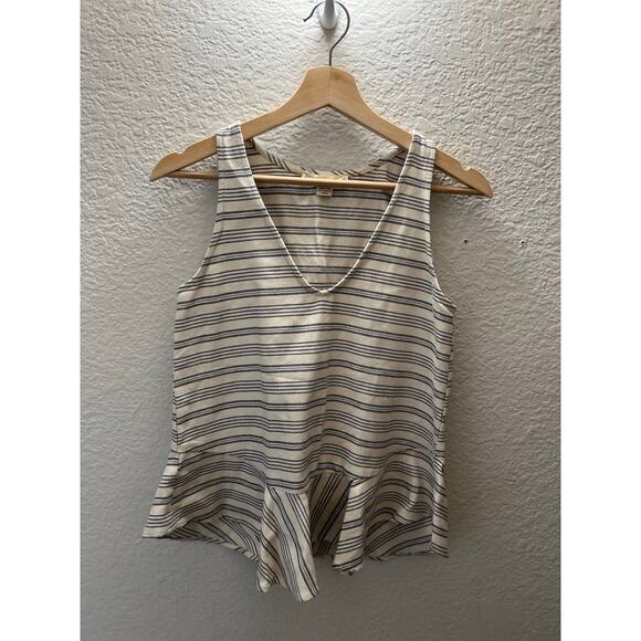 Anthropologie Paper Crown Bellevue Peplum Tank | Striped V-Neck Summer Top XS - Picture 4 of 8